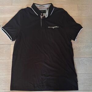 Ted Baker Black and White Polo Shirt with Contrasting Collar